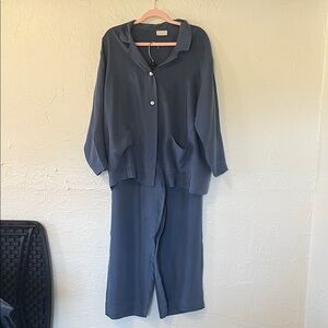 Poetry Navy Blue Button-Front Set